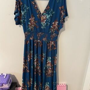 Lily Teal Floral Maxi Dress